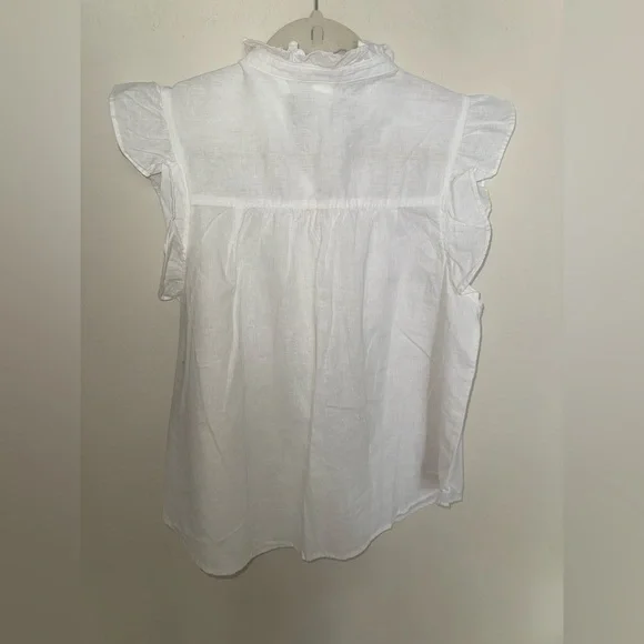 h&m ruffle sleeves linen blend button down top M - Picture 3 of 4